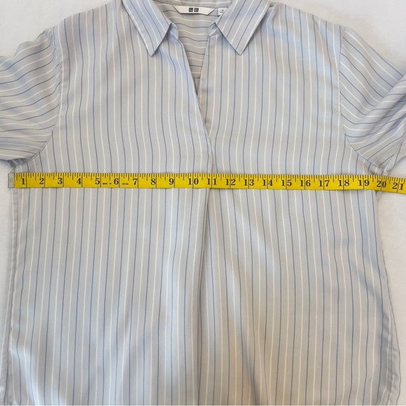 Uniqlo Rayon Skipper Collar Stripe Blouse 3/4 Sleeve Women’s Size Small - Picture 11 of 12